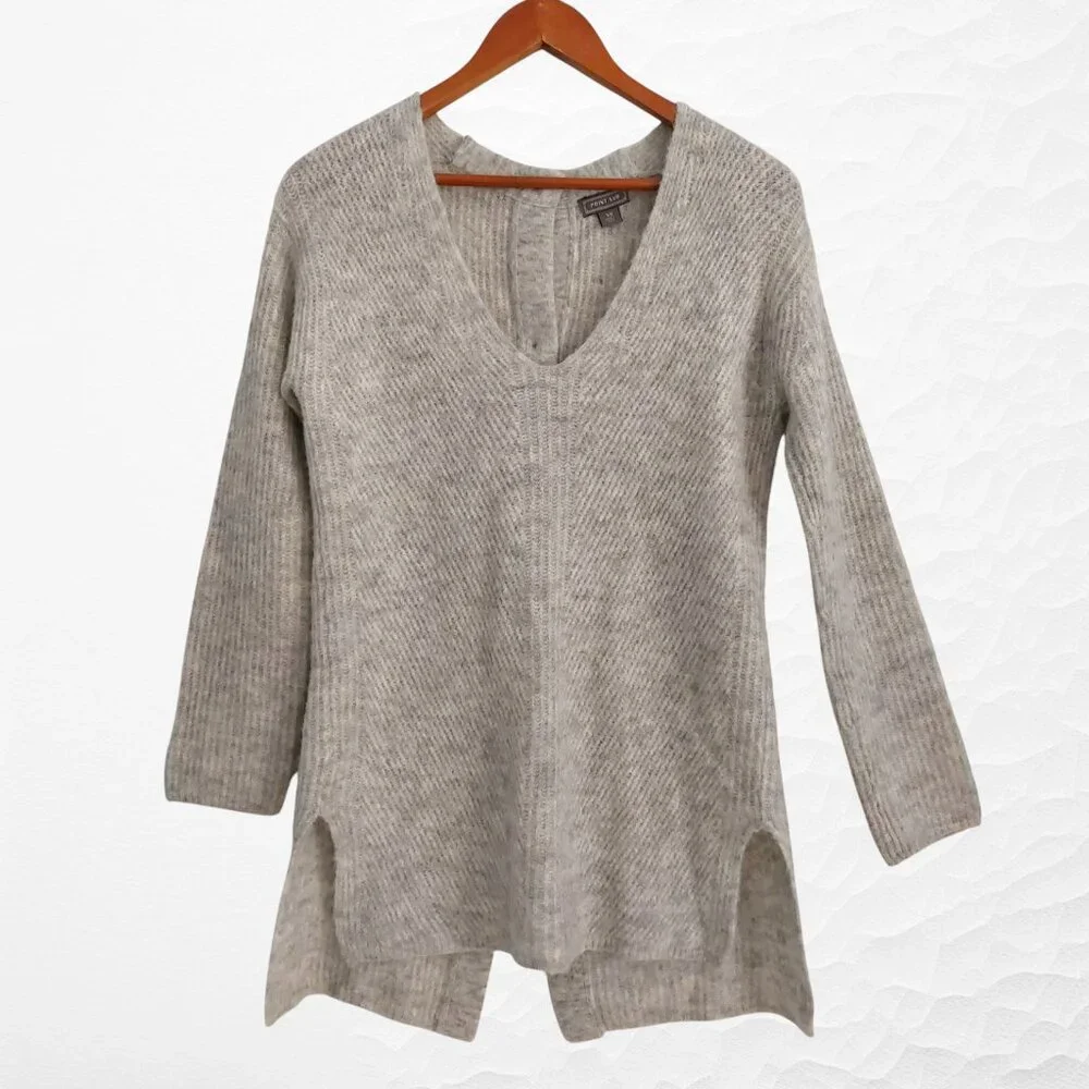 Point Sur Alpaca Blend Sweater XS Gray Button Back V-Neck Like New Relaxed Fit - Picture 2 of 9